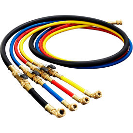 60" Refrigeration Hoses With Ball Valve Adapters, 1/4" & 3/8", Set Of 4