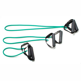 Exercise Tubing with Handles, Full Body Set - 18", 36", 48", Green, 3/Set