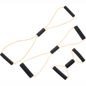 BowTie Tubing Exerciser, Full Body Set -14", 22", 30"), Tan, 3/Set