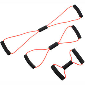 BowTie Tubing Exerciser, Full Body Set -14", 22", 30"), Red, 3/Set