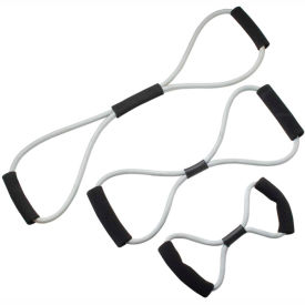 BowTie Tubing Exerciser, Full Body Set - 14", 22", 30", Silver, 3/Set