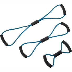 BowTie Tubing Exerciser, Full Body Set - 14", 22", 30", Blue, 3/Set