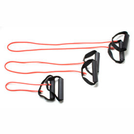 Exercise Tubing with Handles, Full Body Set -18", 36", 48", Red, 3/Set