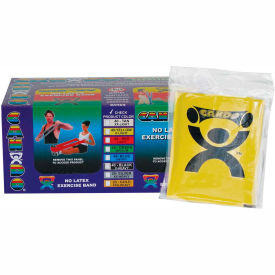 Latex Free Pre-Cut Exercise Band, X-Light, Yellow, 48"L Strips, Box of 40