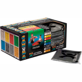Low Powder Pre-Cut Exercise Band, X-Heavy, Black, 48"L Strip, Box of 40
