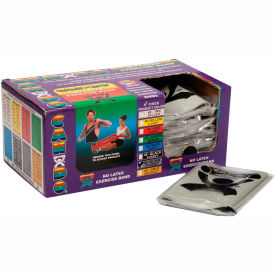 Pre-Cut Exercise Band, XX-Heavy, Silver, 48"L Strips, Box of 40