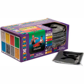 Latex Free Pre-Cut Exercise Band, X-Heavy, Black, 48"L Strips, Box of 40