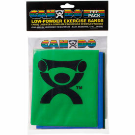 Low Powder Exercise Band PEP Pack, 4' Band, Moderate - Green, Blue, Black