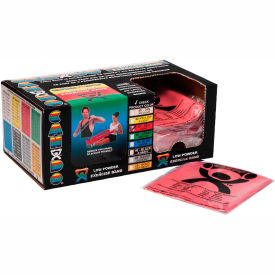 Low Powder Pre-Cut Exercise Band, Light, Red, 48"L Strip, Box of 40