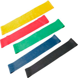 Exercise Band Loop, 15" Long, 5 Color Set, 10 Sets