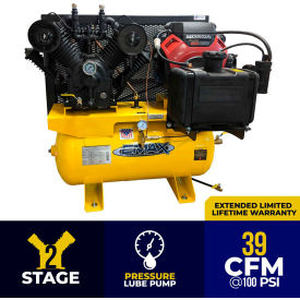18HP Fleet Gas Compressor, 60 Gallon, 175 PSI, 39CFM, Honda, Electric/Recoil