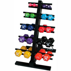Vinyl-Coated Cast Iron Dumbbell Set with Floor Rack, 20 Piece Set