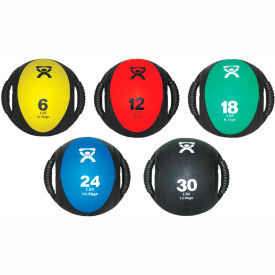 Dual-Handle Medicine Ball, 9" Dia (23 cm), 5 Color Set