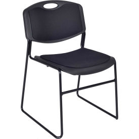 Plastic Stack Chair with Padded Seat and Back - 400 lb. Capacity - Black