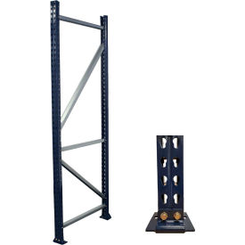 Pallet Rack Tear Drop Upright Frame, Bolted, 144"H x 42"D, 24,571 Lbs. Cap., Blue