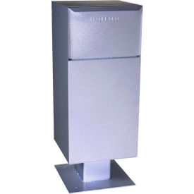 Deposit Vault Mailbox and Parcel Drop with Pedestal - Rear Access - Gray
