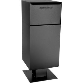 Deposit Vault Mailbox and Parcel Drop with Pedestal - Rear Access - Black