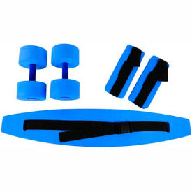 Deluxe Aquatic Exercise Kit (Jogger Belt, Ankle Cuffs, Hand Bars), Large, Blue