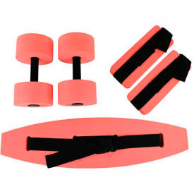 Deluxe Aquatic Exercise Kit (Jogger Belt, Ankle Cuffs, Hand Bars), Medium, Red