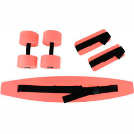 Deluxe Aquatic Exercise Kit (Jogger Belt, Ankle Cuffs, Hand Bars), Large, Red