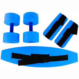 Deluxe Aquatic Exercise Kit (Jogger Belt, Ankle Cuffs, Hand Bars), Medium, Blue