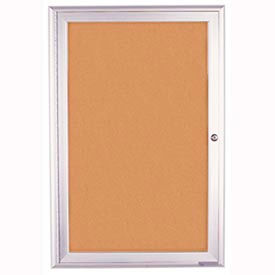 24"W x 36"H 1-Door Outdoor Enclosed Corkboard with Radius Frame
