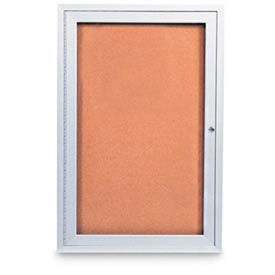 36"W x 36"H 1-Door Outdoor Enclosed Corkboard with Satin Aluminum Frame