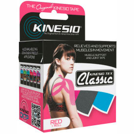 Kinesiology Tape, 2" x 4.4 yds, Red, 6 Rolls