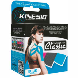 Kinesiology Tape, 2" x 4.4 yds, Blue, 6 Rolls