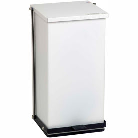 White Baked Epoxy Steel Step-On Can, 48 Quart