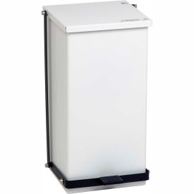 White Baked Epoxy Steel Step-On Can, 32 Quart