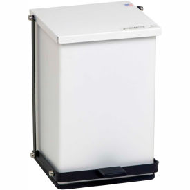 White Baked Epoxy Steel Step-On Can, 24 Quart