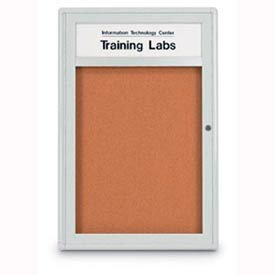 18"W x 24"H 1-Door Outdoor Enclosed Corkboard with Header and Radius Frame