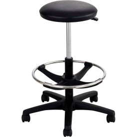 Extended-Height Lab Stool with Foot Ring - Black Vinyl