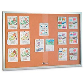 96"W x 48"H Sliding Glass Door Corkboard with Satin Frame