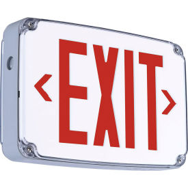 LED Wet Location Exit Sign, Single Face, Red w/ Nickel Cadmium Battery