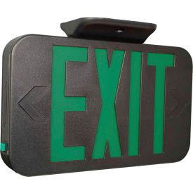 LED Exit Sign, Black, Green Letters w/ Ni-Cad Battery