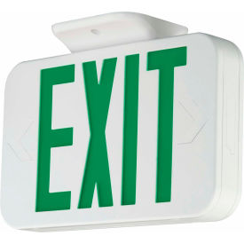 LED Exit Sign, White, Green Letters with Ni-Cad Battery