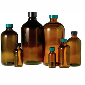 4oz (120ml) Amber Boston Round Bottle Only, 22-400 Neck Finish, Case of 24