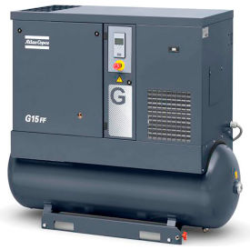 G15-125, 20HP, Rotary Screw Compressor, 71 Gallon, Horizontal, 125 PSI, 62.8 CFM, 3 Phase 208-230/460V