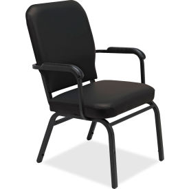 Fixed Arms Vinyl Oversized Stack Chairs - Black - 2/Pack