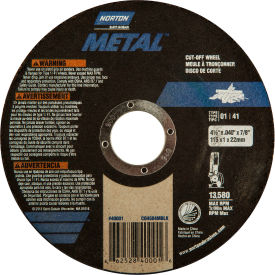 Metal Right Angle Cut-Off Wheel 4-1/2" x .045" x 7/8" 36 Grit Alum. Oxide Type 1