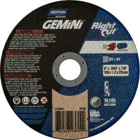 Gemini Right Angle Cut-Off Wheel 6" x .040" x 7/8" 36 Grit Aluminum Oxide Type 1