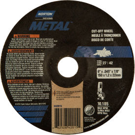 Metal Right Angle Cut-Off Wheel 6" x .040" x 7/8" 60 Grit Aluminum Oxide Type 27