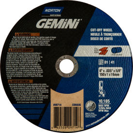Gemini Circular Saw Cut-Off Wheel 6" x .040" x 5/8" 60 Grit Aluminum Oxide Type 1