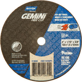 Gemini Small Diameter Cut-Off Wheel 4" x 1/16" x 3/8" 36 Grit Alum. Oxide Type 1