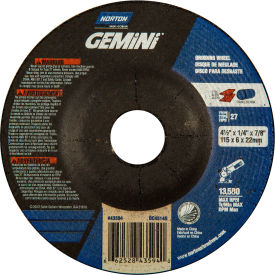 Gemini Grinding Wheel 4-1/2" x 1/4" x 7/8" 24 Grit Aluminum Oxide