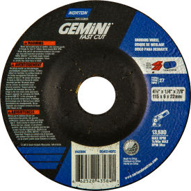 Gemini Grinding Wheel 4-1/2" x 1/4" x 7/8" 24 Grit Aluminum Oxide