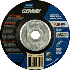 Gemini Grinding Wheel 4-1/2" x 1/4" x 5/8 - 11" 24 Grit Aluminum Oxide
