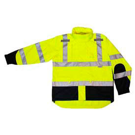 Heavy Duty Rip Stop Waterproof Rain Jacket, Hi-Viz Lime, 2XL
